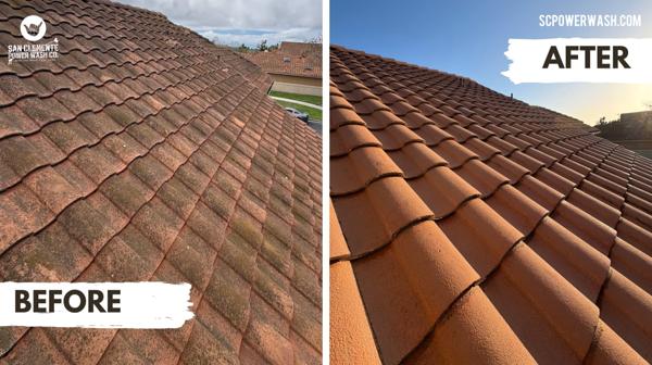 Before and after power washing comparison