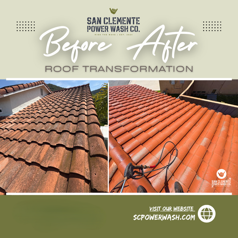 Roof cleaning before and after transformation - San Clemente Power Wash Co.